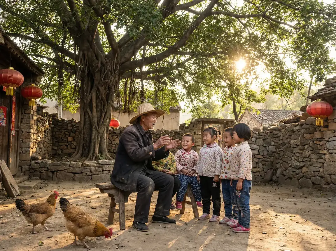 老人在大榕树下给孩子们讲故事 - 好妈妈3在线观看国语 乡村记忆